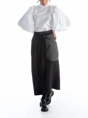 Black Wrap Skirt With One Pocket